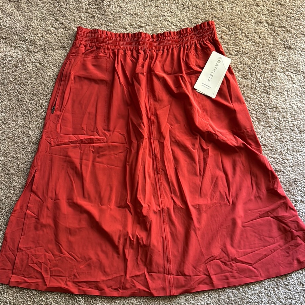 Athleta A-Line Skirt in Vibrant Red with Full Silhouette